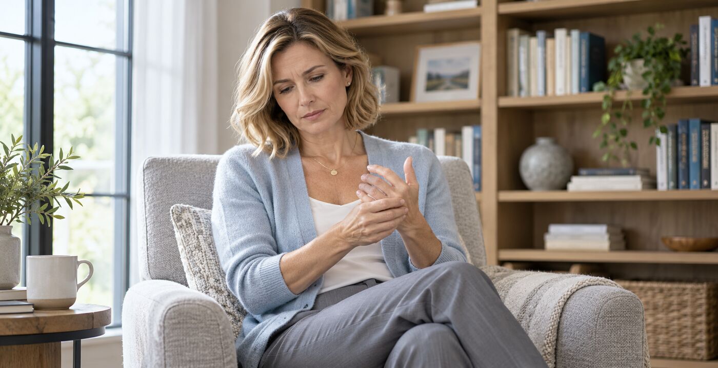 Woman with joint discomfort seeking autoimmune and inflammation care from Dr. Christine Maren