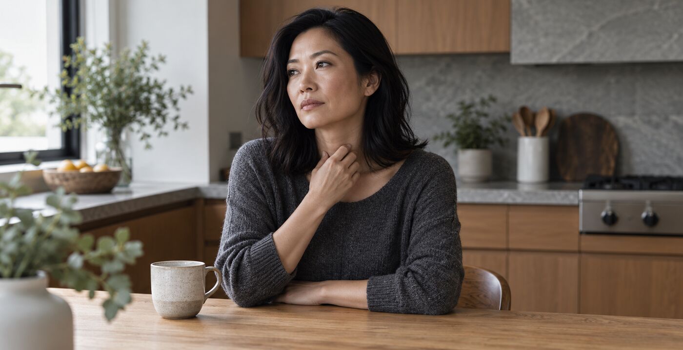 Woman experiencing thyroid symptoms and seeking Hashimoto’s care from Dr. Christine Maren